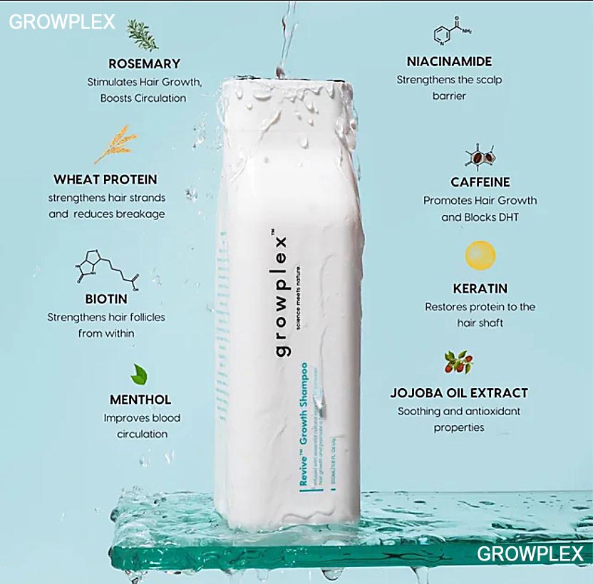 Revive™ Hair Growth Shampoo by Growplex – caffeine, niacinamide & menthol for stronger, fuller hair